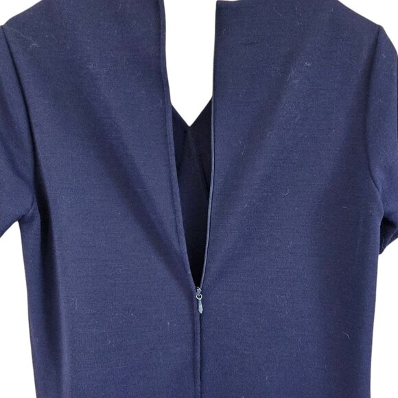 Vintage 1960s Elle Couture Ltd Navy Trevira Wool Blend Dress with Scarf - Picture 9 of 11
